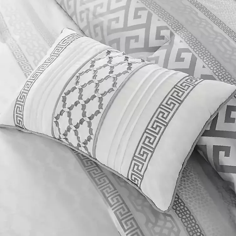 Kirklands Home Silver Geometric Stripes 7-pc. King Comforter Set Clearance