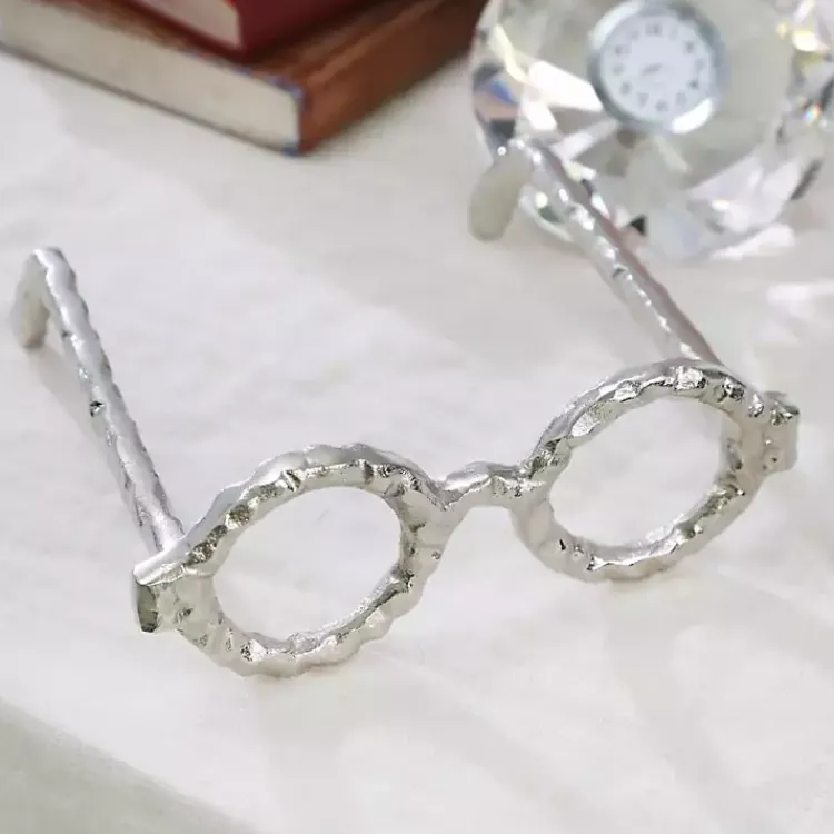 Statues & Figurines>Kirklands Home Round Eye Glasses Sculpture Silver