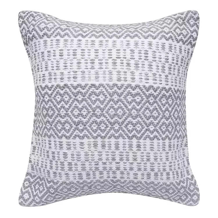 Kirklands Home Slate Diamond Stripe Indoor/Outdoor Pillow Gray