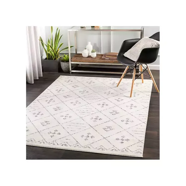 Kirklands Home Slate Gray Diamond Print Area Rug, 5x7 Clearance