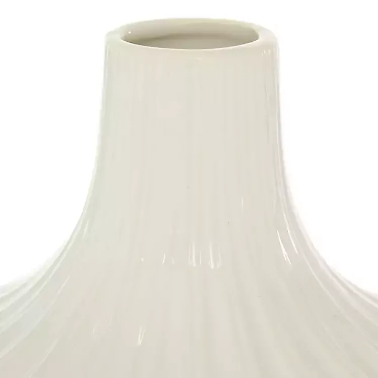 Vases>Kirklands Home Slender Curtain Ribbed Vase, 13 in. White