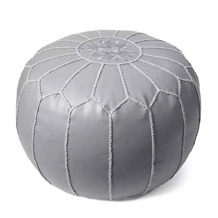 Poufs & Floor Cushions>Kirklands Home Smoke Moroccan Leather Pouf Gray