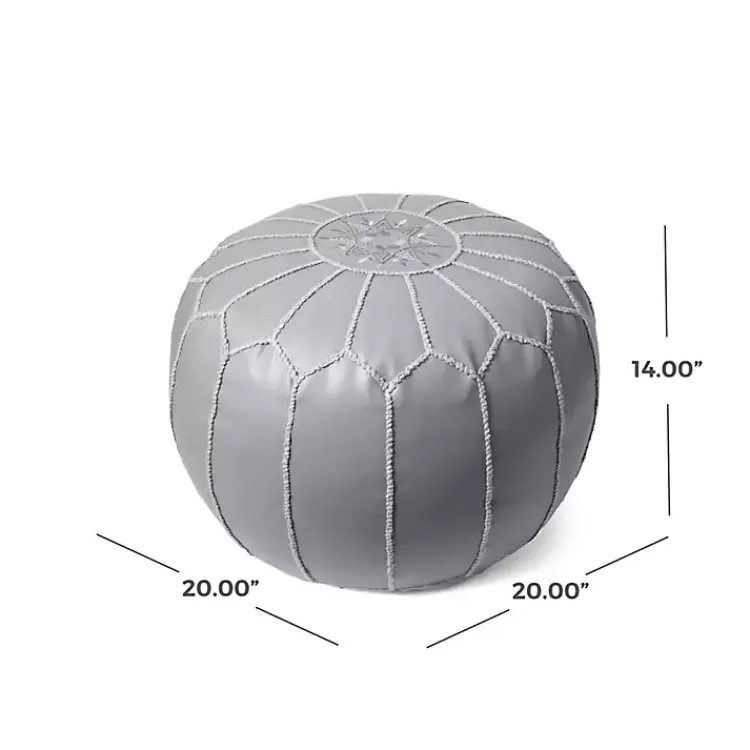 Poufs & Floor Cushions>Kirklands Home Smoke Moroccan Leather Pouf Gray