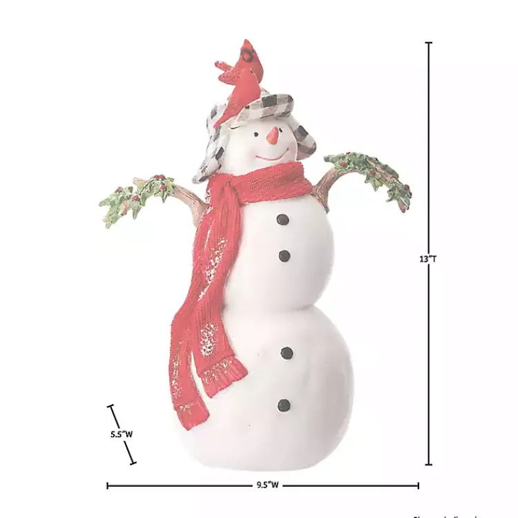 Christmas Decorations>Kirklands Home Snowman with Cardinals Statue