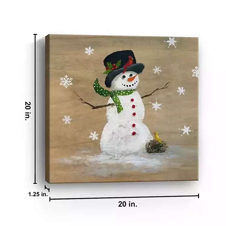 Christmas Art & Wall Decor>Kirklands Home Snowman Yellow Bird Canvas Christmas Art Print Brown