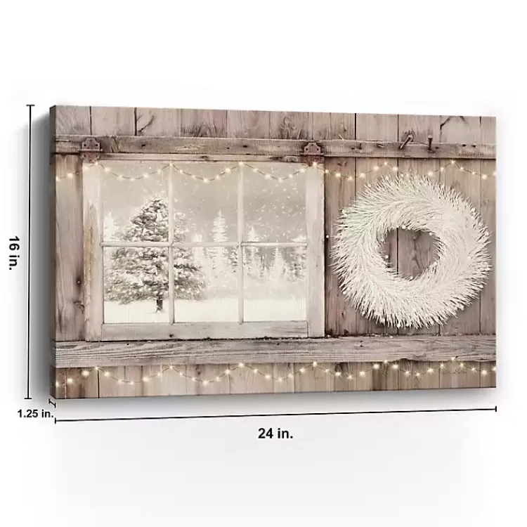 Christmas Art & Wall Decor>Kirklands Home Snowy Barn View Canvas Art Print, 24x16