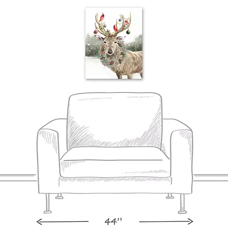 Christmas Art & Wall Decor>Kirklands Home Snowy Christmas Deer Canvas Art Print