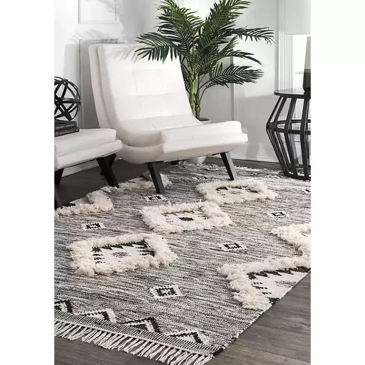 Kirklands Home Sofia Moroccan Fringe Area Rug, 5x8 Gray Hot
