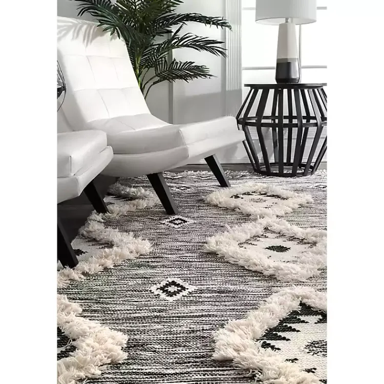 Kirklands Home Sofia Moroccan Fringe Area Rug, 5x8 Gray Hot