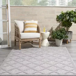 Kirklands Home Soft Silver Trellis Outdoor Area Rug, 4x6 Discount