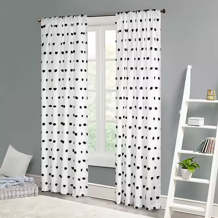 Kirklands Home Sophie Black Pom Pom Curtain Panel, 63 in. Outlet