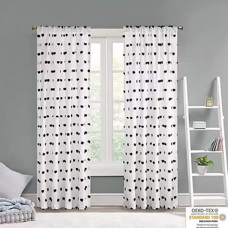 Kirklands Home Sophie Black Pom Pom Curtain Panel, 63 in. Outlet
