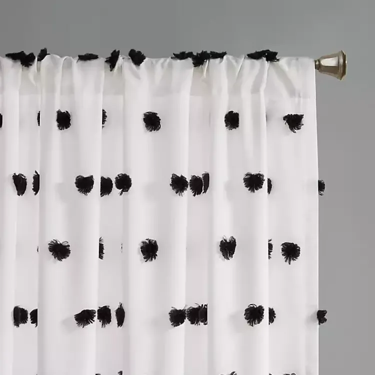 Kirklands Home Sophie Black Pom Pom Curtain Panel, 84 in. New