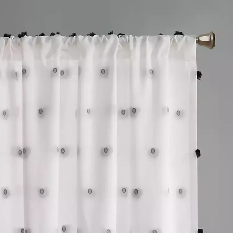 Kirklands Home Sophie Black Pom Pom Curtain Panel, 84 in. New