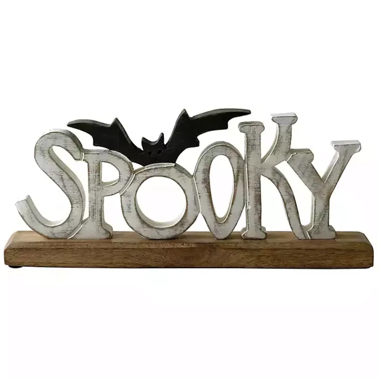 Halloween>Kirklands Home Spooky Bat Wooden Halloween Table Decoration