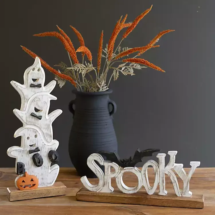 Halloween>Kirklands Home Spooky Bat Wooden Halloween Table Decoration