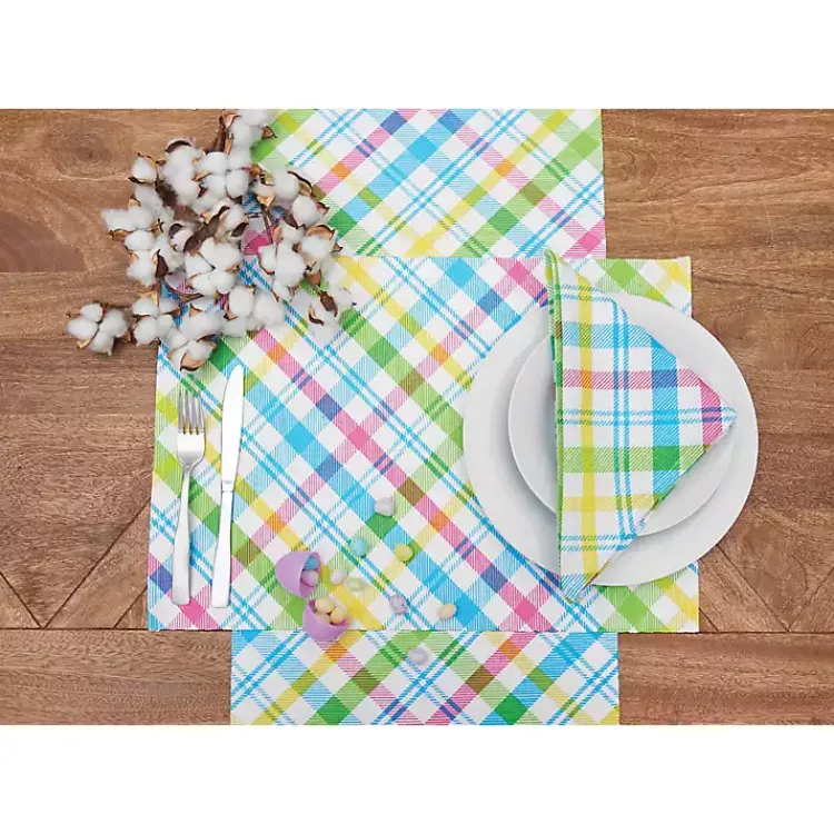 Easter Decorations>Kirklands Home Spring Blossom Plaid Napkins, Set of 6