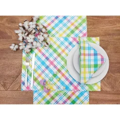 Easter Decorations>Kirklands Home Spring Blossom Plaid Placemats, Set of 6 Multi