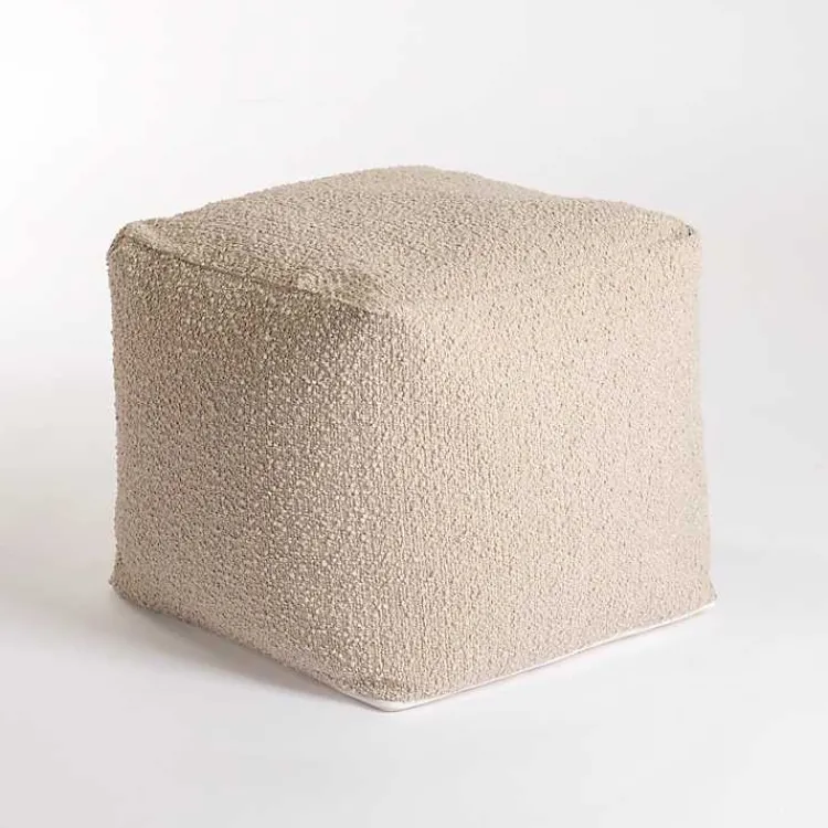 Poufs & Floor Cushions>Kirklands Home Square Sand Boucle Pouf Tan