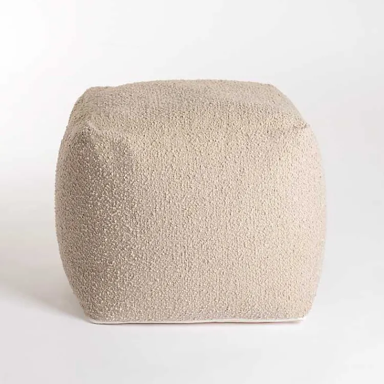 Poufs & Floor Cushions>Kirklands Home Square Sand Boucle Pouf Tan