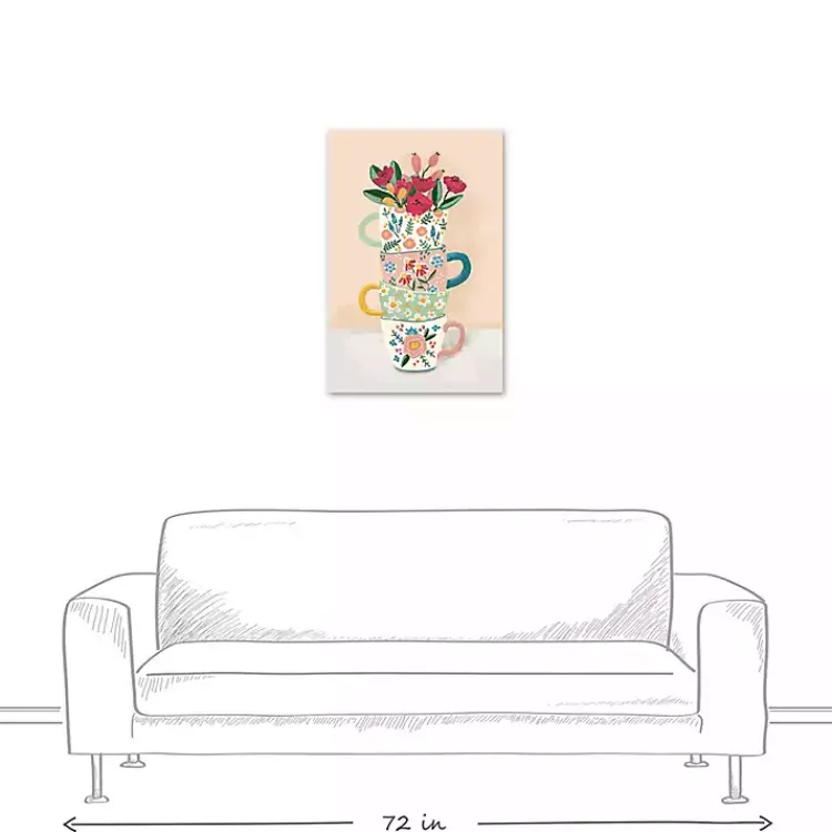 Kirklands Home Stacked Floral Mugs Canvas Art Print