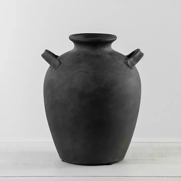 Vases>Kirklands Home Stamos Matte Terracotta Vase, 10 in. Black