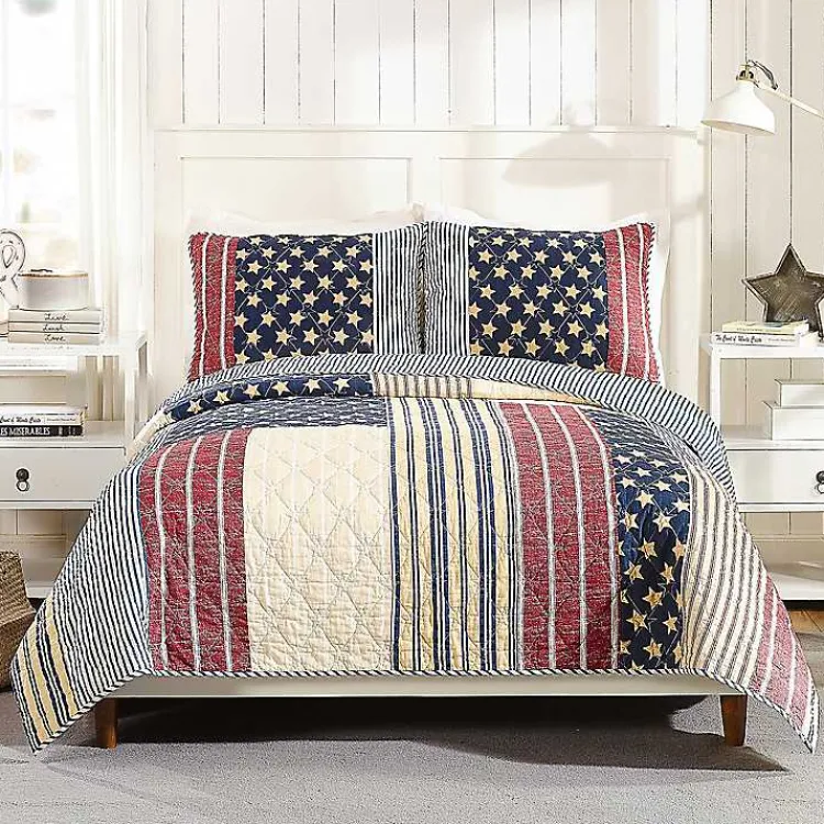 Kirklands Home Stars and Striped Patch 3-pc. Full/Queen Quilt Set Sale