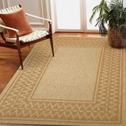 Kirklands Home Tan & Orange Zig Zag Indoor/Outdoor Area Rug, 5x7 Hot