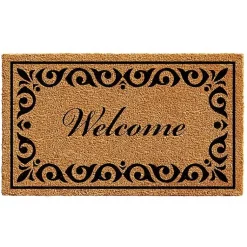 Kirklands Home Tan and Black Scroll Welcome Doormat, 48x30 in. Hot