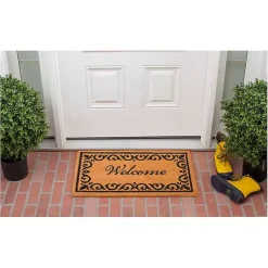 Kirklands Home Tan and Black Scroll Welcome Doormat, 48x30 in. Hot