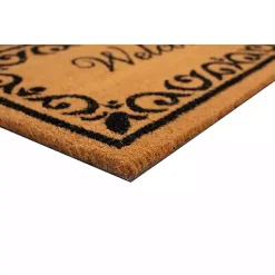 Kirklands Home Tan and Black Scroll Welcome Doormat, 48x30 in. Hot
