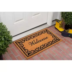 Kirklands Home Tan and Black Scroll Welcome Doormat, 72x36 in. Best