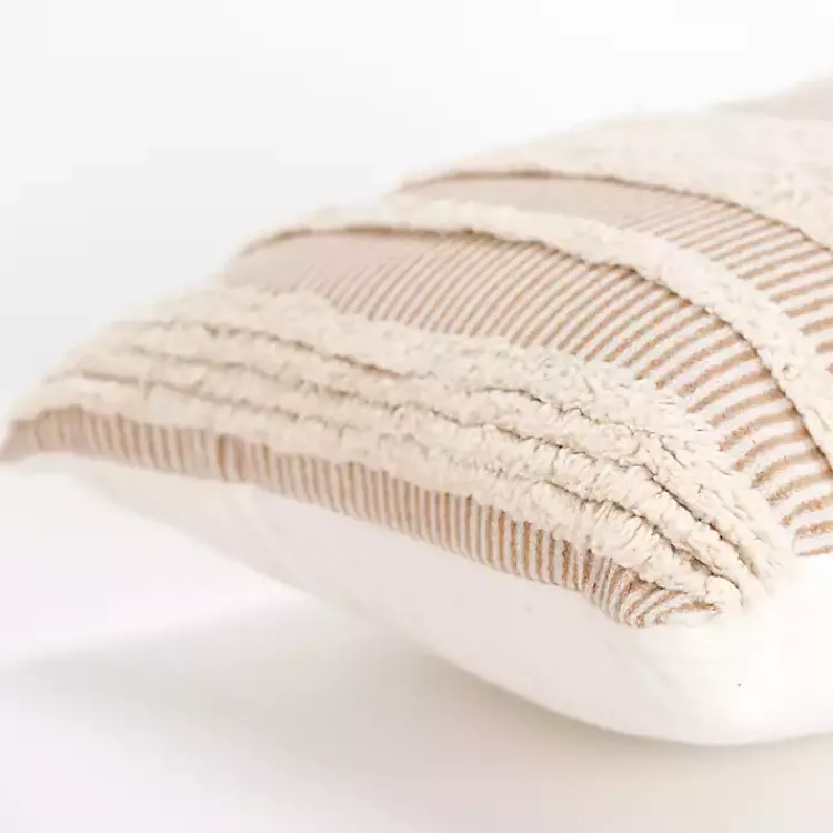 Pillows>Kirklands Home and Natural Tufted Stripes Lumbar Pillow Tan
