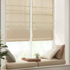Kirklands Home Faux Silk Room Darkening Roman Shade, 27 in. Tan Discount