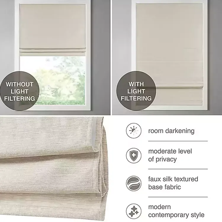 Kirklands Home Faux Silk Room Darkening Roman Shade, 33 in. Tan New