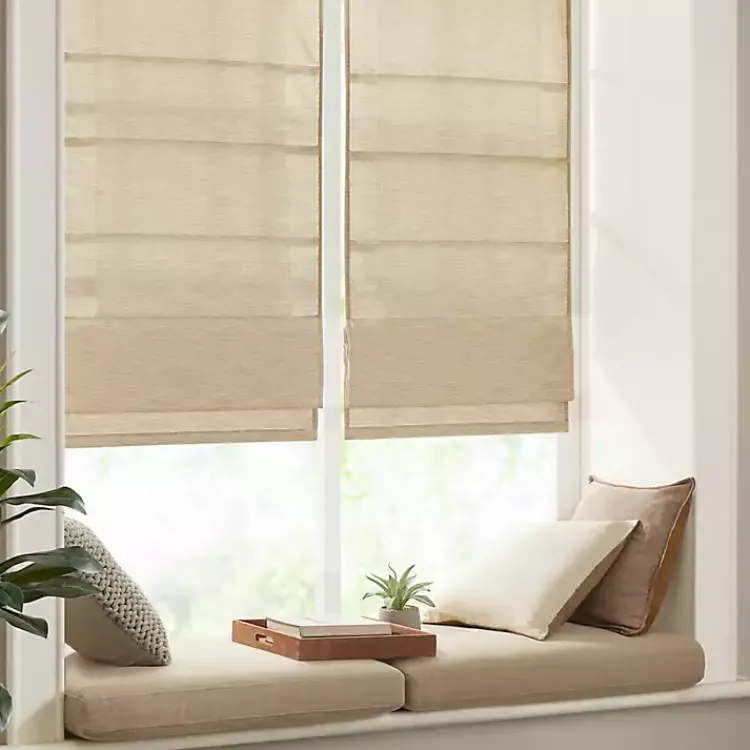 Kirklands Home Faux Silk Room Darkening Roman Shade, 35 in. Tan Outlet