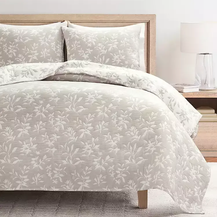 Kirklands Home Tan Floral Reversible 3-pc. Full/Queen Quilt Set Clearance