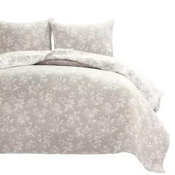 Kirklands Home Tan Floral Reversible 3-pc. Full/Queen Quilt Set Clearance