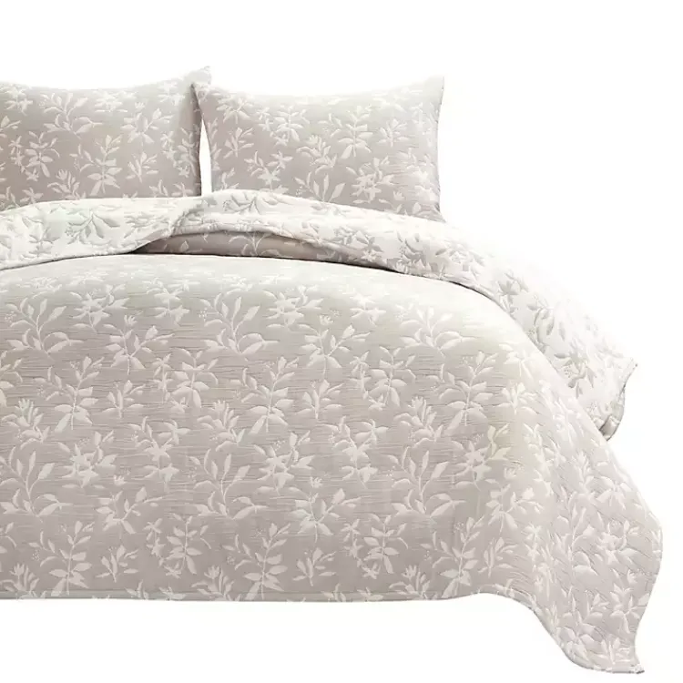 Kirklands Home Tan Floral Reversible 3-pc. Full/Queen Quilt Set Clearance