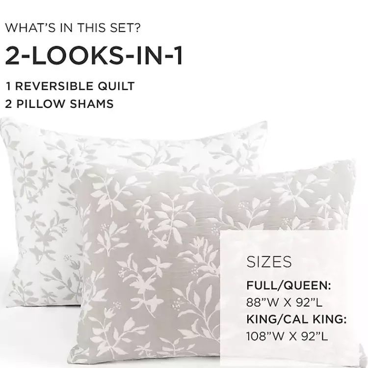 Kirklands Home Tan Floral Reversible 3-pc. Full/Queen Quilt Set Clearance