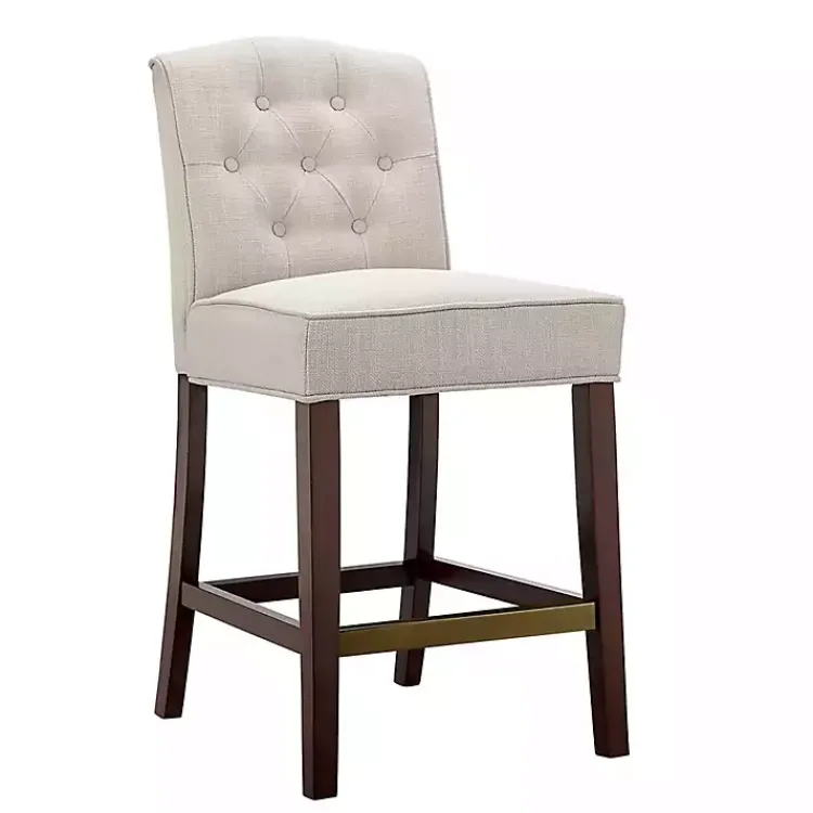 Kirklands Home Tufted Upholstered Wood Counter Stool Tan Discount