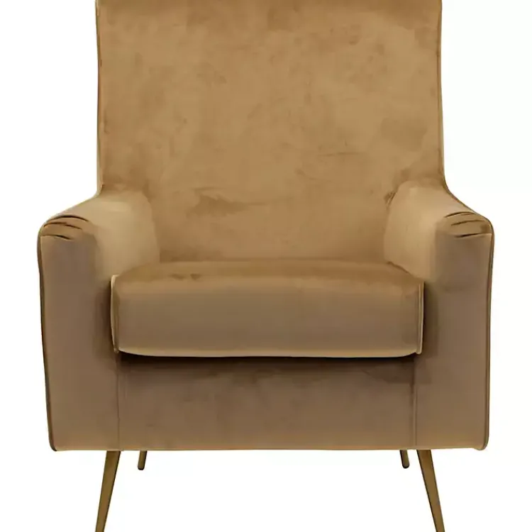 Kirklands Home Velvet Lana Accent Chair Tan Outlet