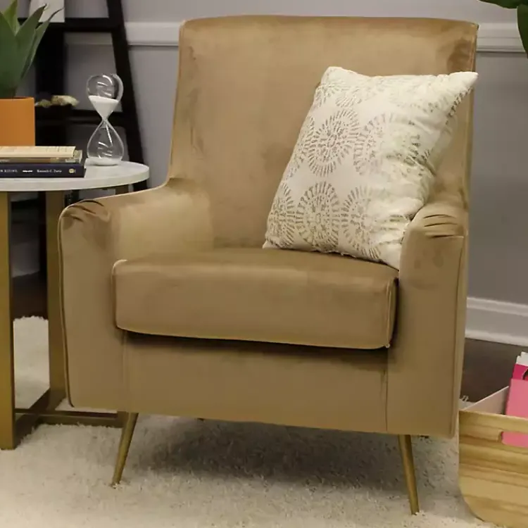 Kirklands Home Velvet Lana Accent Chair Tan Outlet