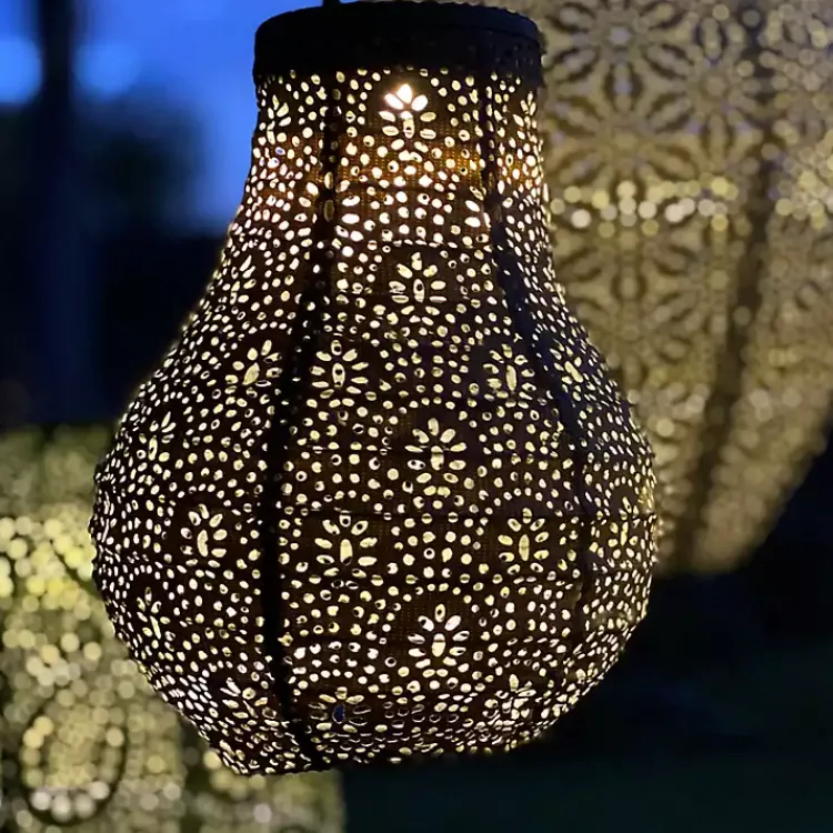 Kirklands Home Taupe Fan Bulb Hanging LED Outdoor Lantern Tan Online