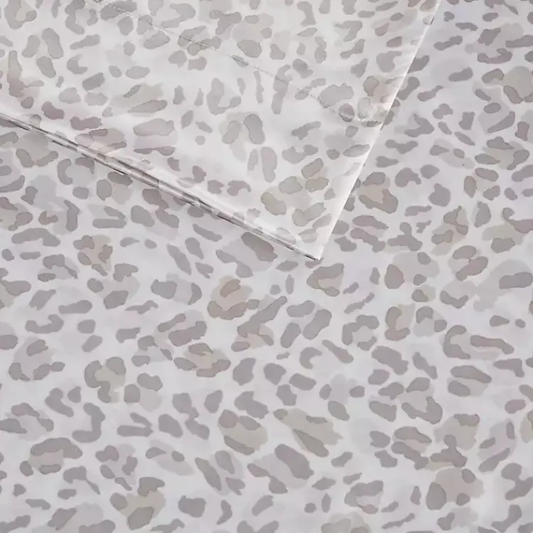 Kirklands Home Taupe Leopard Print Satin 3-pc. Twin Sheet Set Outlet