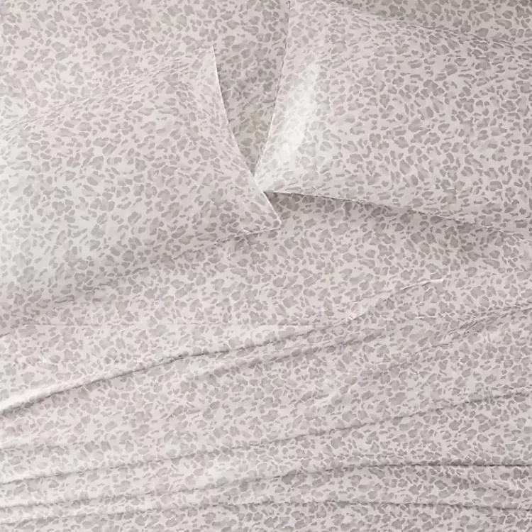 Kirklands Home Taupe Leopard Print Satin 3-pc. Twin Sheet Set Outlet