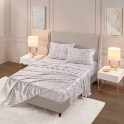 Kirklands Home Taupe Leopard Print Satin 4-pc. King Sheet Set Outlet