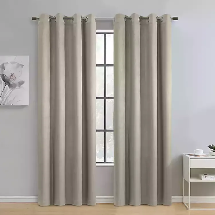 Kirklands Home Taupe Paris Velvet Blackout Curtain Panel, 95 in. Tan New