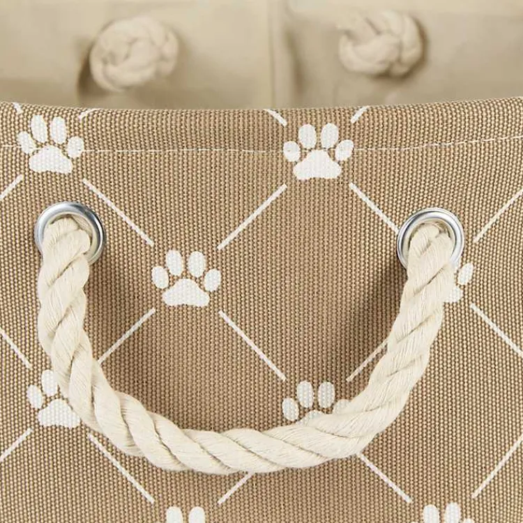 Baskets & Boxes>Kirklands Home Taupe Paw Trellis Recgle Basket, 16 in. Tan