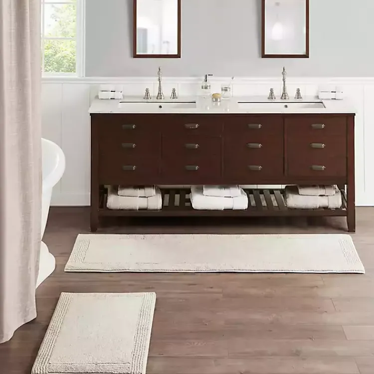 Kirklands Home Taupe Tufted Reversible Cotton Bath Mat, 34 in. Tan Sale